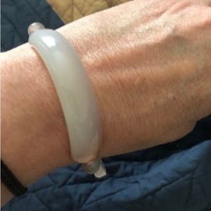 Adjustable Jade half bangle Bracelet light pinkish color as shown